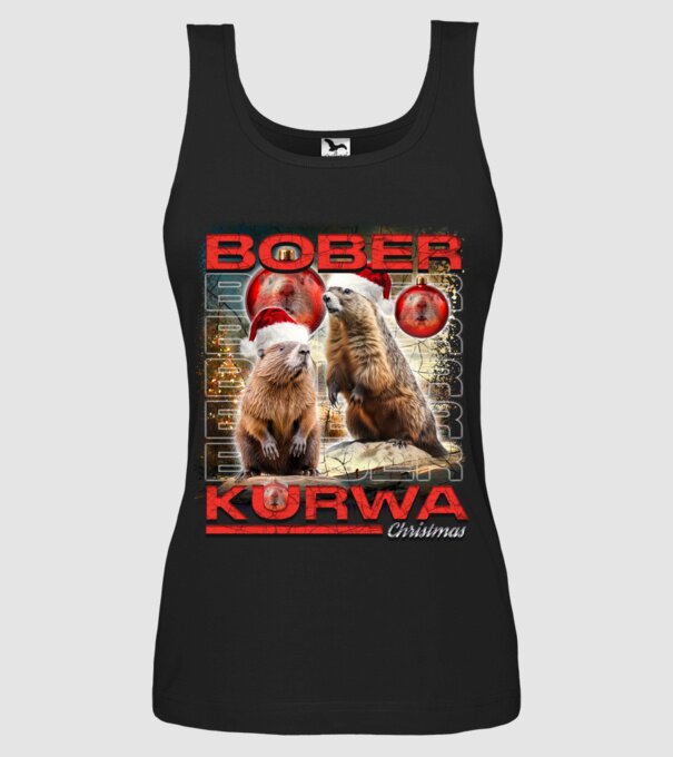 Bober kurwa christmas universe model negru pe tricou