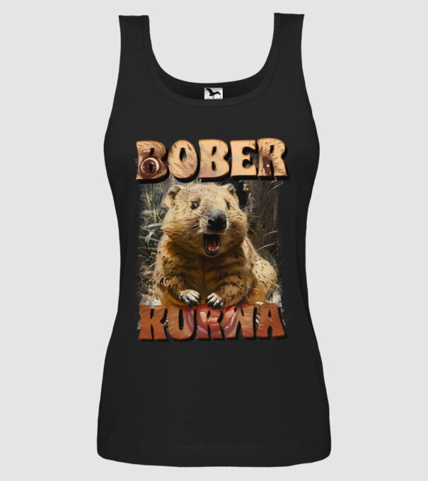 BOBER wombat model negru pe tricou