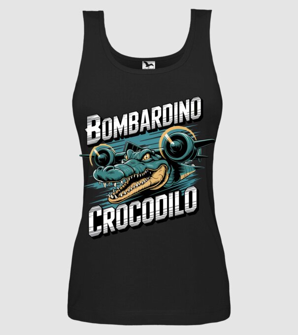 Bombardino Crocodilo 2 model negru pe tricou