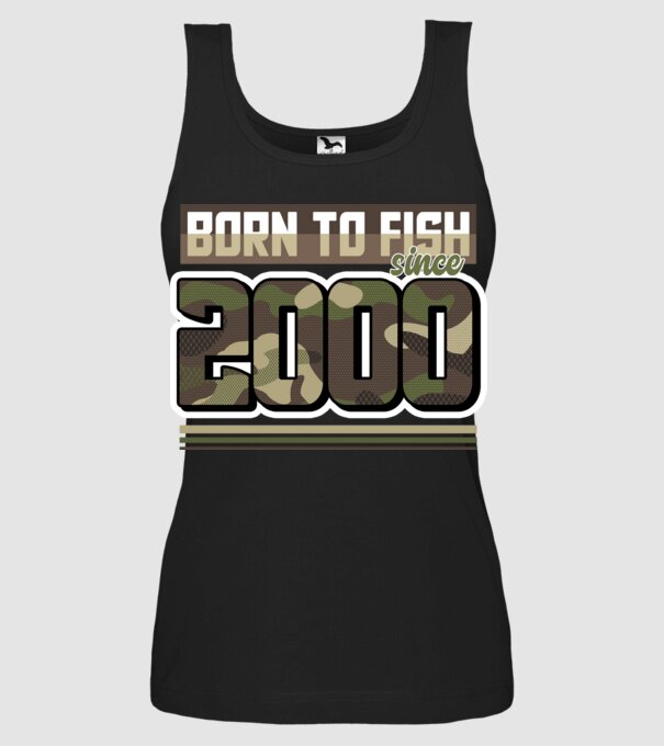 Born to fish since 2000 model negru pe tricou