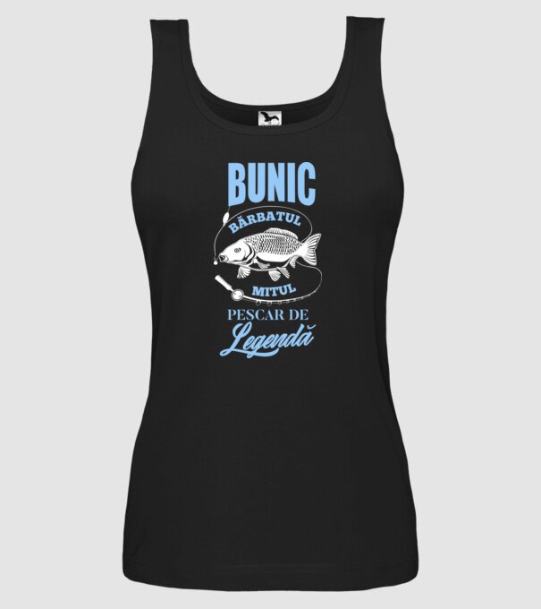 Bunic - bărbatul, mitul, pescar de legendă model negru pe tricou