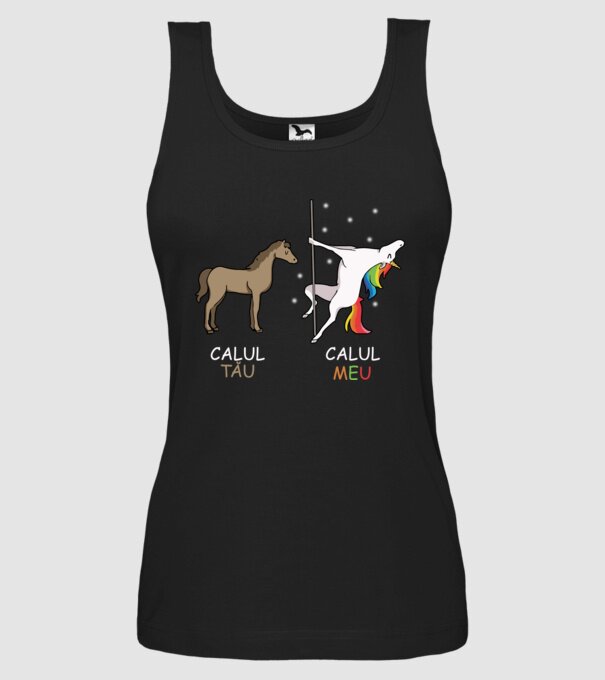 calul tău - calul meu model negru pe tricou