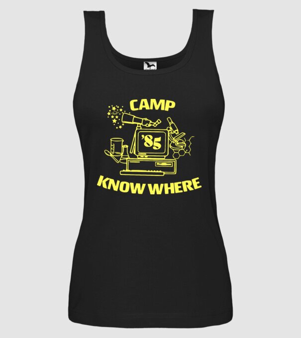 camp nowhere 85 stranger things model negru pe tricou