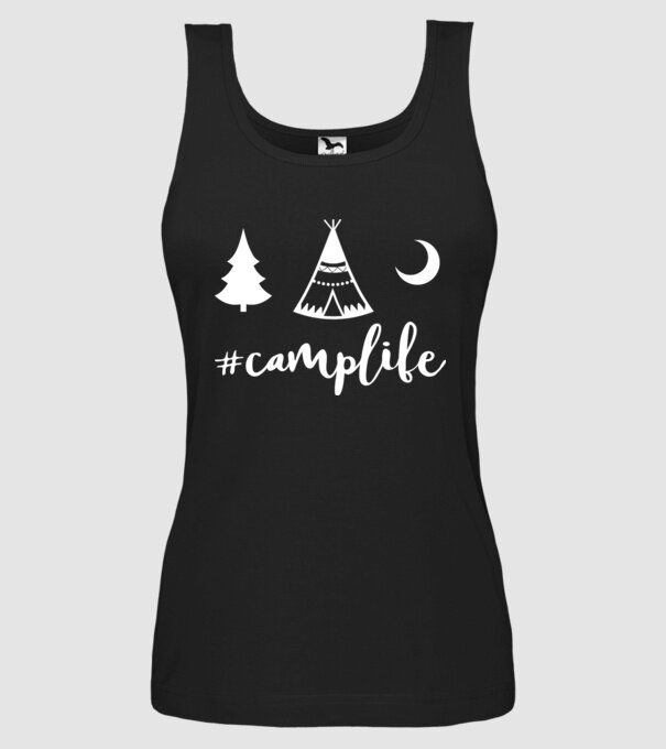 camplife model negru pe tricou