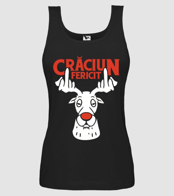 Căprioară de Crăciun antisocială model negru pe tricou