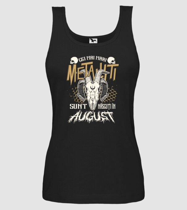 Cei mai mari metaliști sunt născuți în august. model negru pe tricou