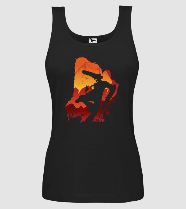 Chainsaw man silhouette model negru pe tricou
