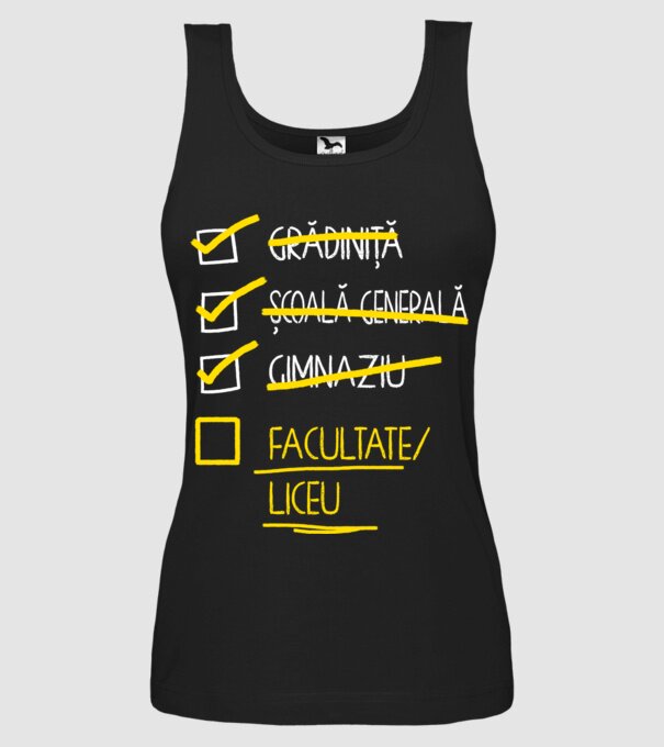 Cheklist educație - Gimnaziu negru model negru pe tricou