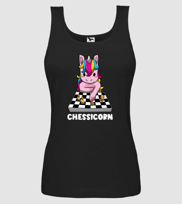 Chessicorn model negru pe tricou