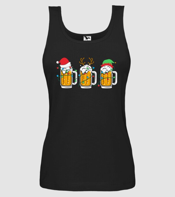Christmas beer mugs model negru pe tricou