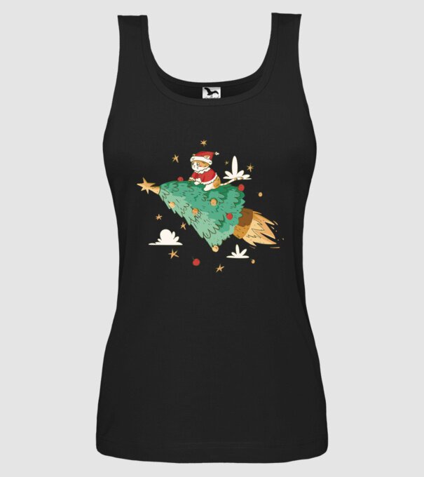 Christmas cat model negru pe tricou