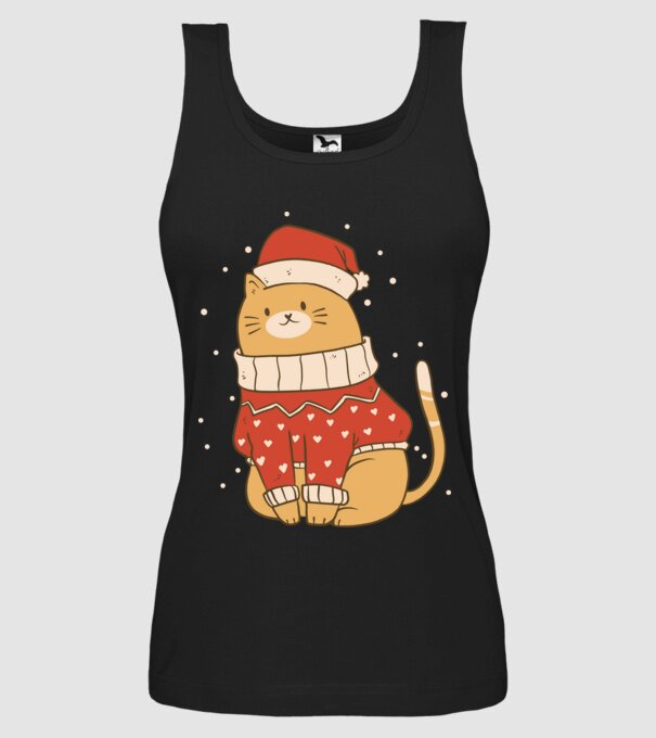 Christmas cat model negru pe tricou