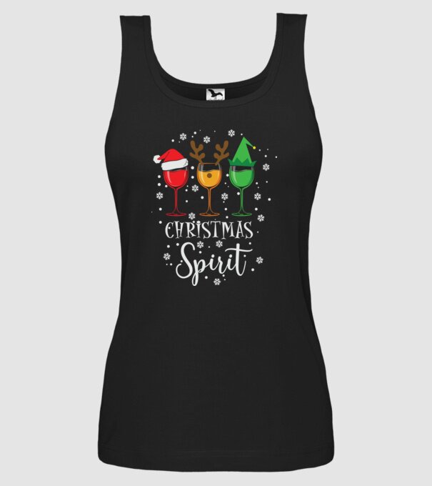 Christmas spirit wine model negru pe tricou