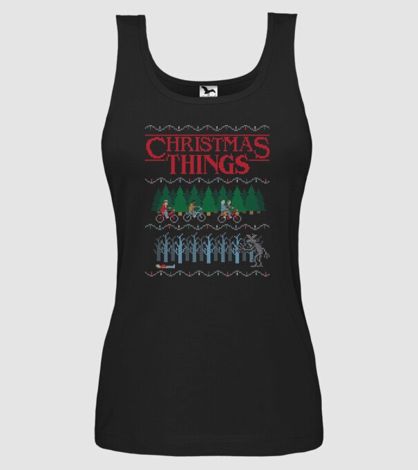 christmas things ugly sweater model negru pe tricou