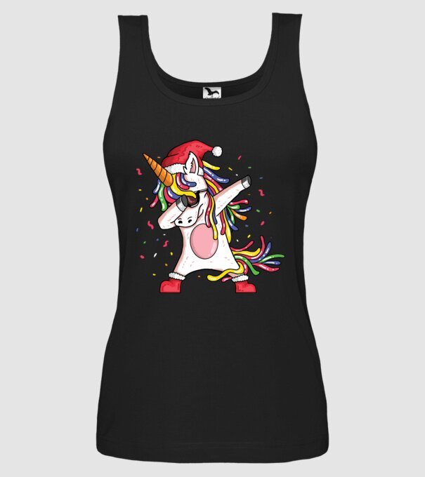 Christmas unicorn dab model negru pe tricou