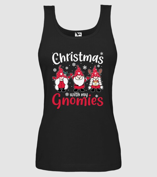 Christmas with my gnomies model negru pe tricou