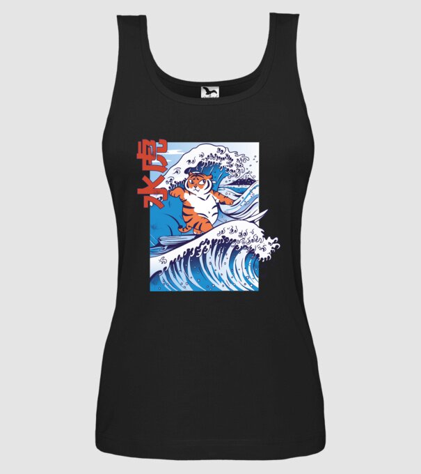 Chubby Surfer Tiger model negru pe tricou