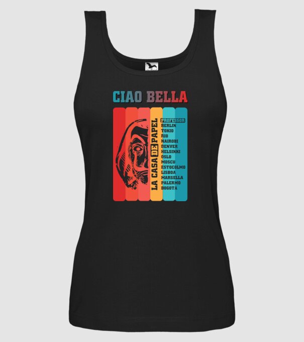 ciao bella retro model negru pe tricou