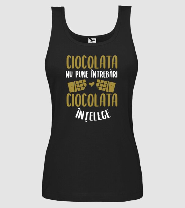 ciocolata nu pune întrebări, ciocolata înțelege model negru pe tricou
