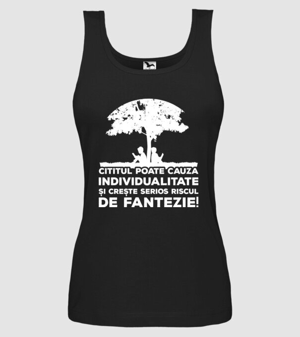 Cititul poate cauza individualitate și crește serios riscul de fantezie! model negru pe tricou