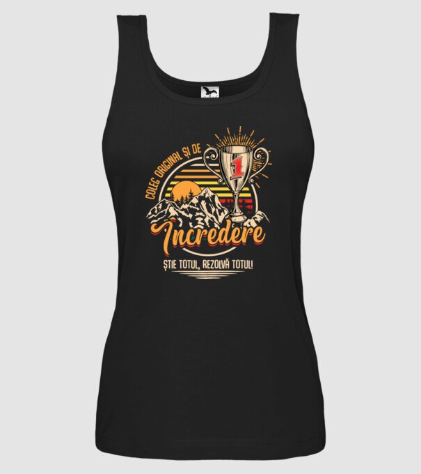 coleg original și de încredere model negru pe tricou