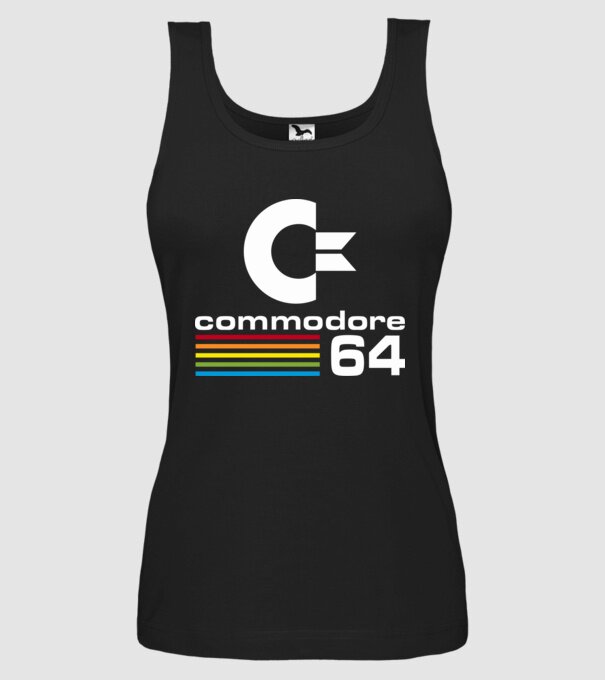 Commodore 64 logo on black model negru pe tricou