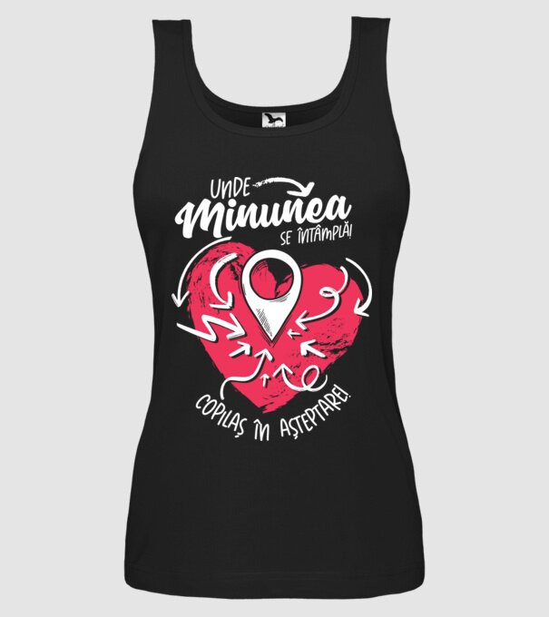Copilaș în așteptare model negru pe tricou