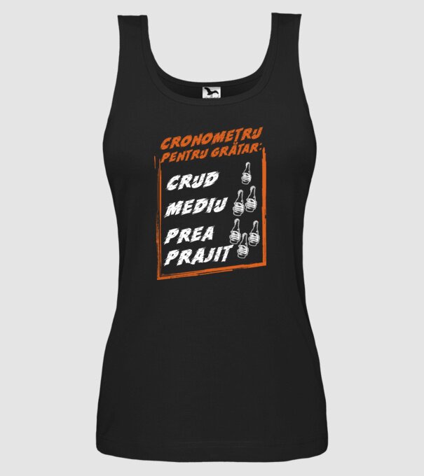 cronometru pentru grătar: crud, mediu, prea prăjit model negru pe tricou