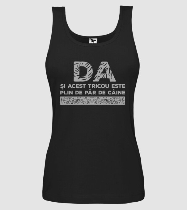 da, și acest tricou este plin de păr de câine model negru pe tricou