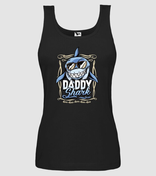 Daddy Shark model negru pe tricou