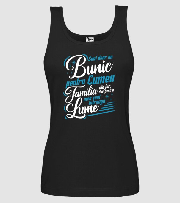Sunt doar un bunic pentru lumea din jur, dar pentru familia mea sunt întreaga lume! model negru pe tricou
