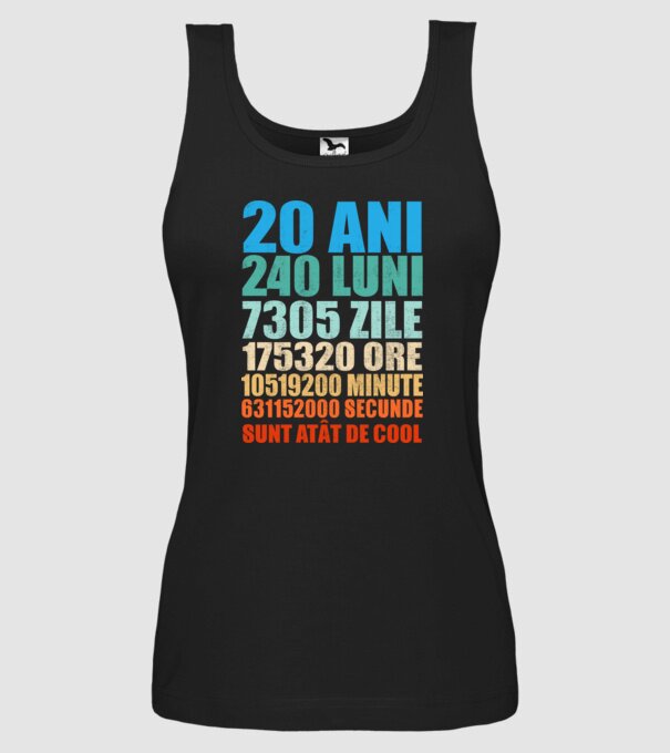 De 20 ani - luni - zile - ore - minute - secunde - sunt atât de cool model negru pe tricou