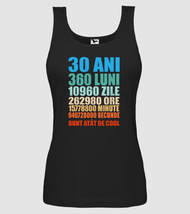 De 30 ani - luni - zile - ore - minute - secunde - sunt atât de cool model negru pe tricou