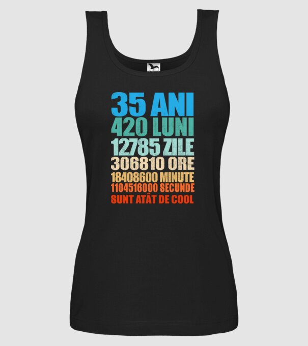 De 35 ani - luni - zile - ore - minute - secunde - sunt atât de cool model negru pe tricou