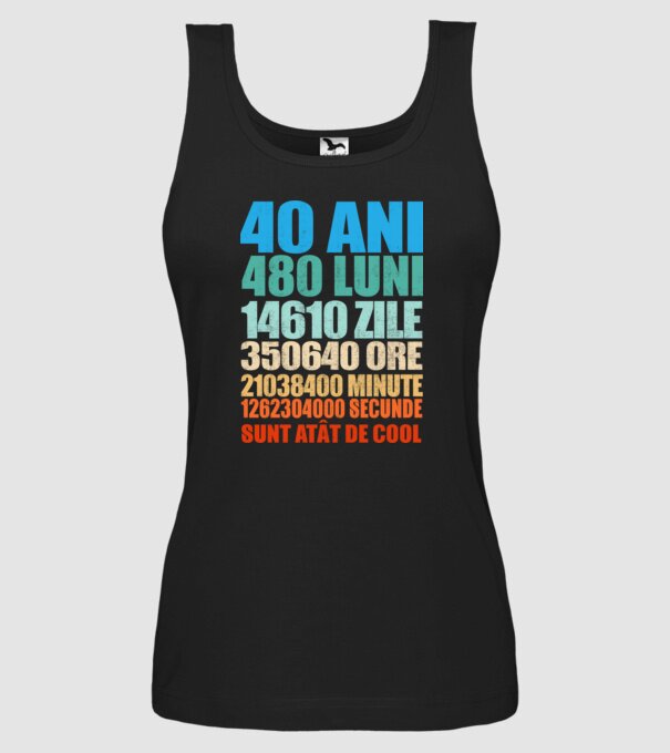 De 40 ani - luni - zile - ore - minute - secunde - sunt atât de cool model negru pe tricou