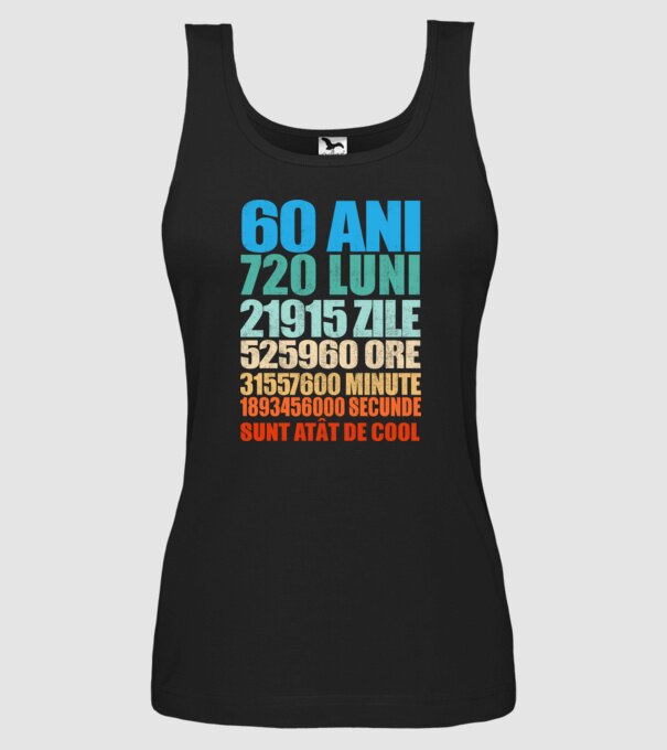 De 60 ani - luni - zile - ore - minute - secunde - sunt atât de cool model negru pe tricou