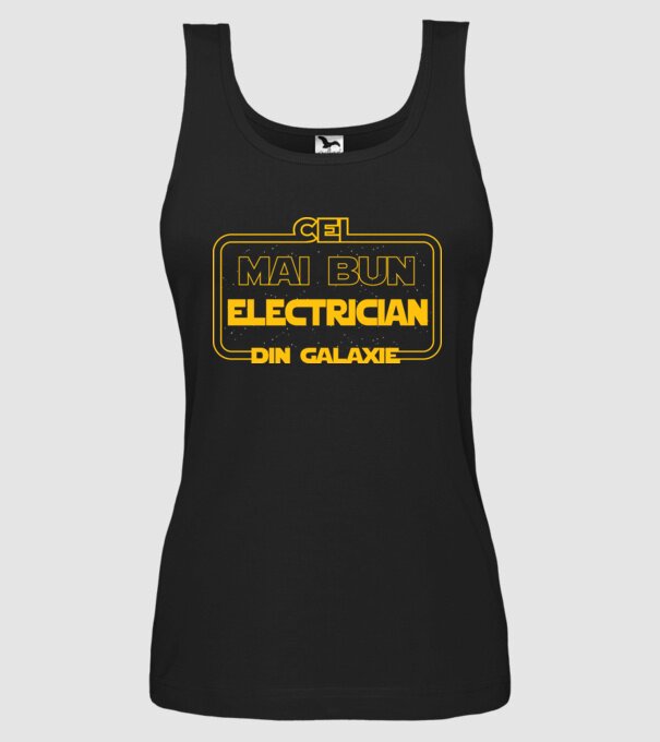 Cel mai bun electrician din galaxie model negru pe tricou