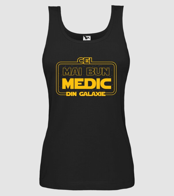 Cel mai bun medic din galaxie model negru pe tricou