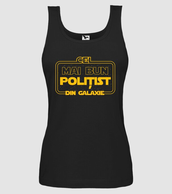 Cel mai bun polițist din galaxie model negru pe tricou