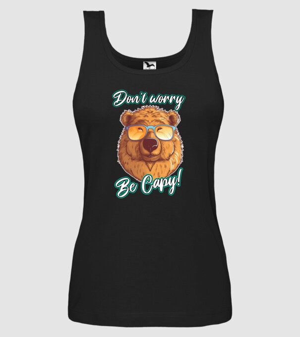 Don't worry be Capy model negru pe tricou