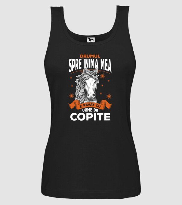 drumul spre inima mea e pavat cu urme de copite model negru pe tricou