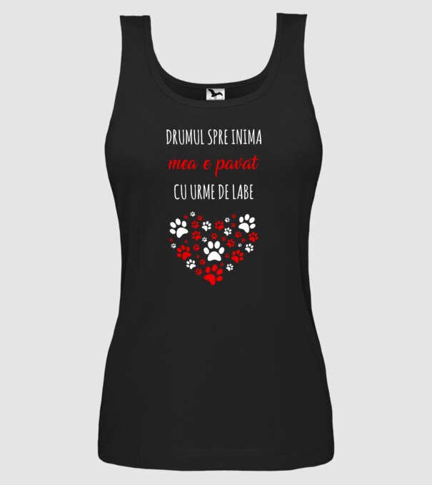 Drumul spre inima mea e pavat cu urme de labe model negru pe tricou