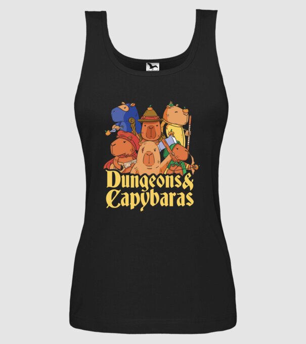 Dungeons and Capybaras model negru pe tricou