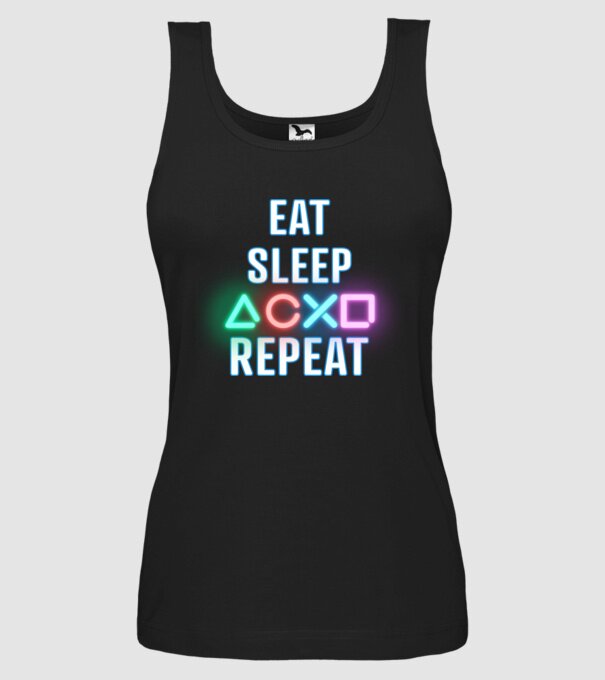 Eat sleep PS model negru pe tricou