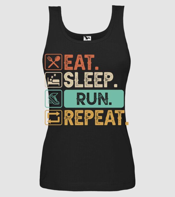 Eat Sleep Run Repeat model negru pe tricou