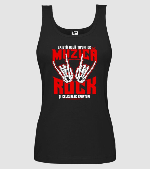 există două tipuri de muzică, rock și celelalte rahaturi model negru pe tricou