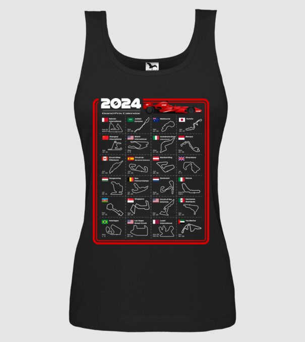 F1 calendar 2024 model negru pe tricou