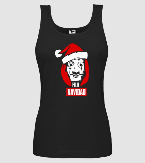 feliz navidad merry christmas money heist model negru pe tricou