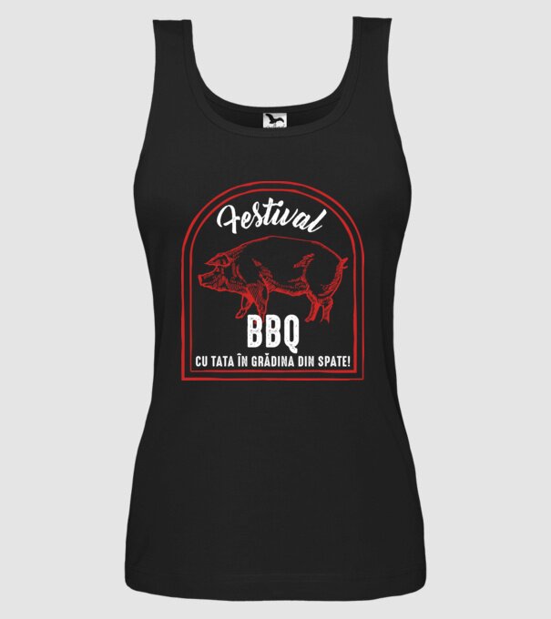 Festival BBQ - cu tata în grădina din spate! model negru pe tricou