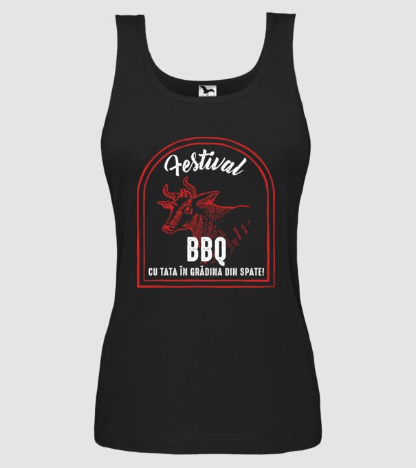 Festival BBQ - cu tata în grădina din spate! model negru pe tricou